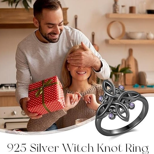 Purple Zircon Gun Black Personalized Hollow-Out Ring European And American High-End Style Vera Lux