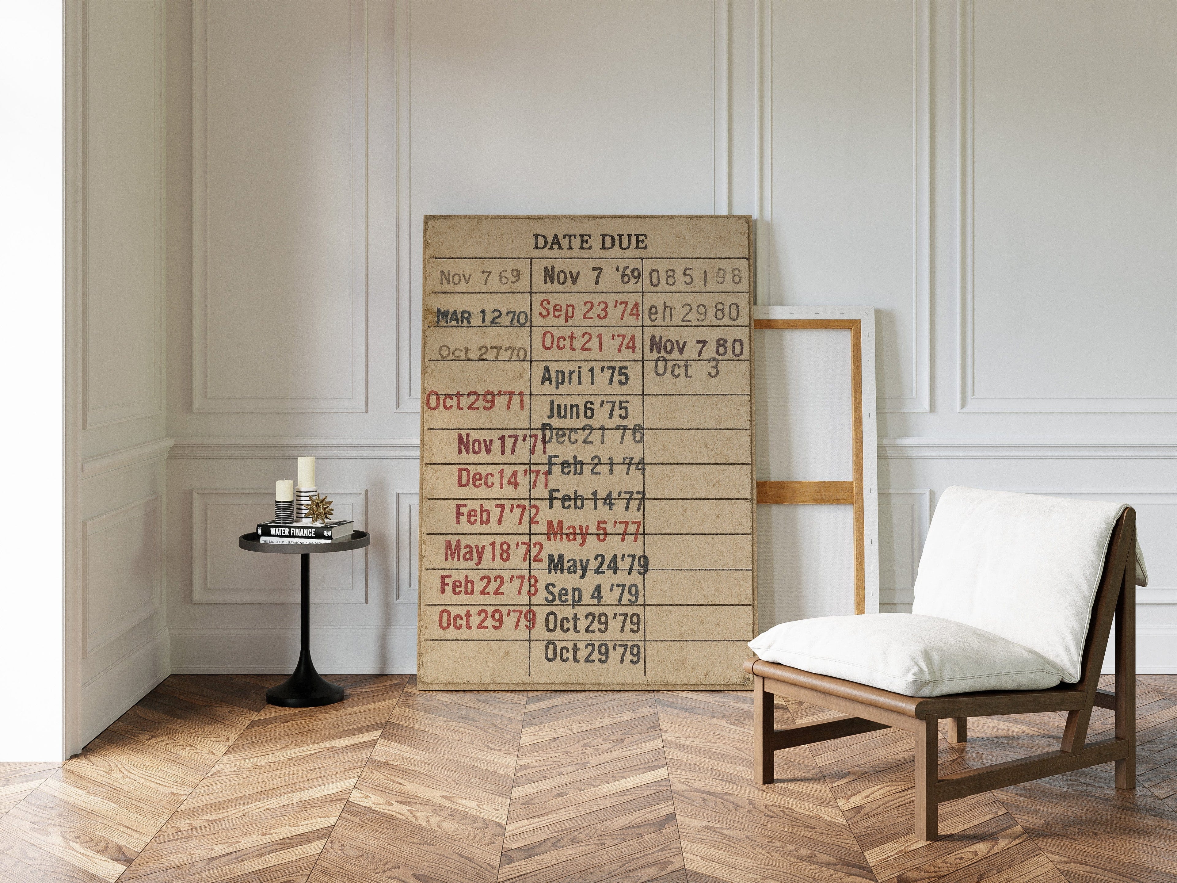 Vintage Library Date Due Card – Retro Paper Texture Wall Art Kooly