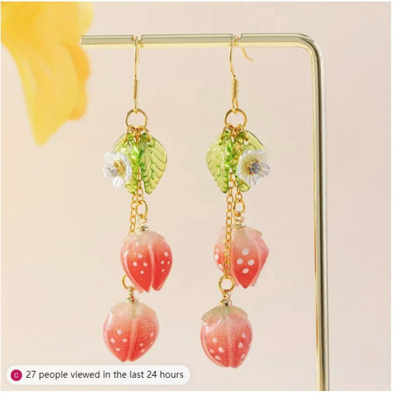 Chinese Advanced Color Creative Plant Pendant Earrings Vera Lux