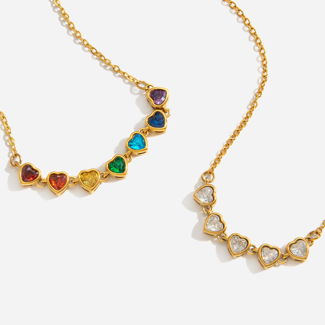 Spring Summer Vacation Jewelry Titanium Steel Colorful Zircon Necklace Light Luxury Vera Lux