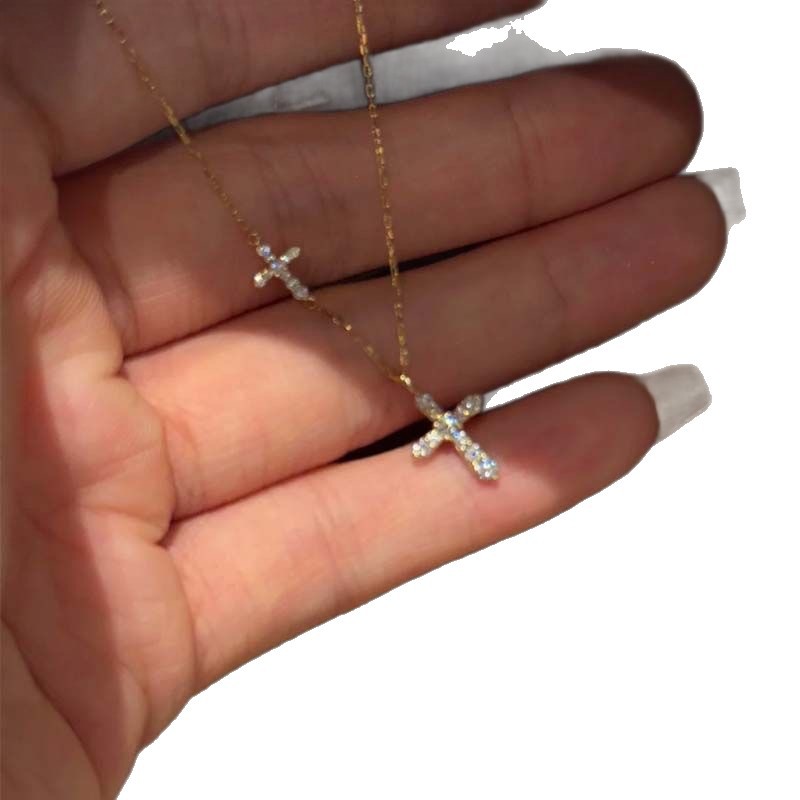 Vintage Full-Diamond Gemini Cross Necklace For Women Vera Lux
