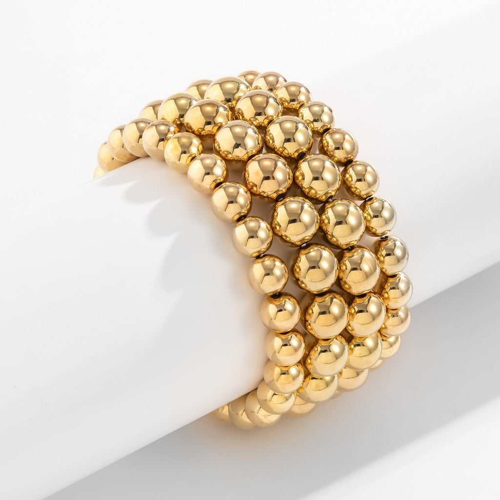 18k gold punk style exaggerated round bead chain bracelet Vera Lux