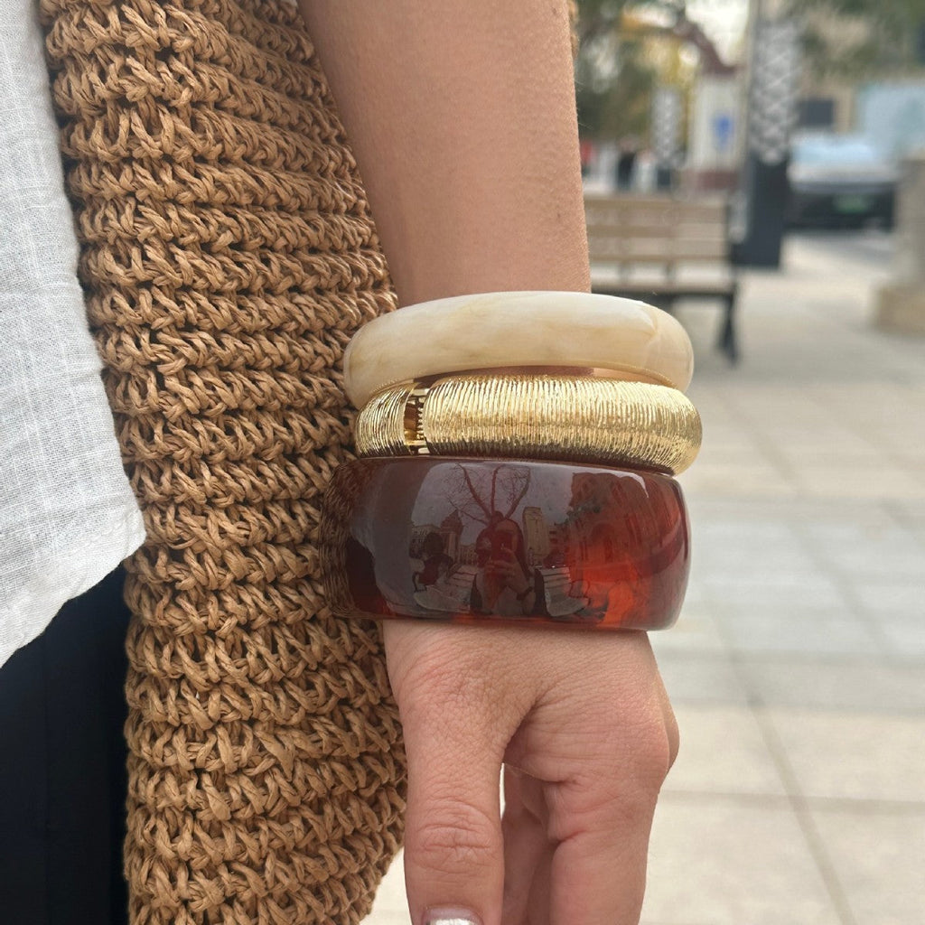 Amber Resin Bangle Stack Bracelet Set Vera Lux