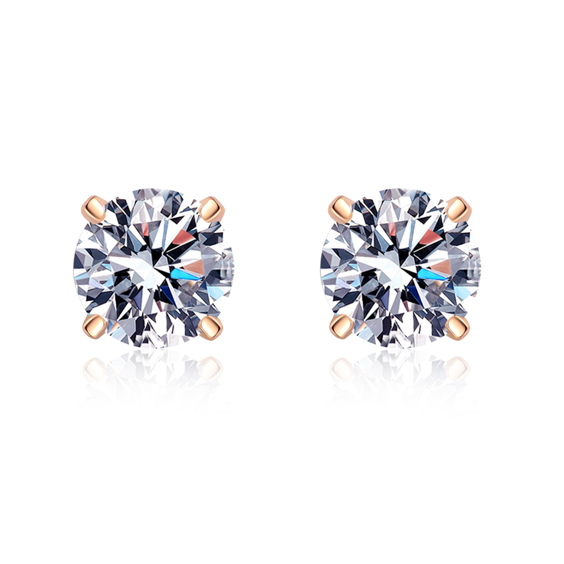 S925 Sterling Silver Four-Claw Champagne Gold Earrings Vera Lux