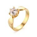 Women's Titanium Steel Claw-Set Single Zircon Ring Vera Lux