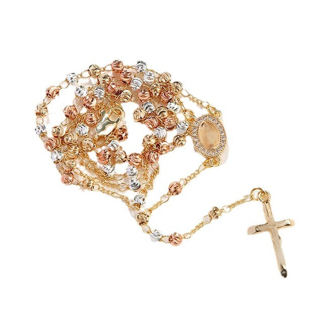 European And American Madonna Cross Necklace Fashionable Light Luxury In Gold Tone Vera Lux