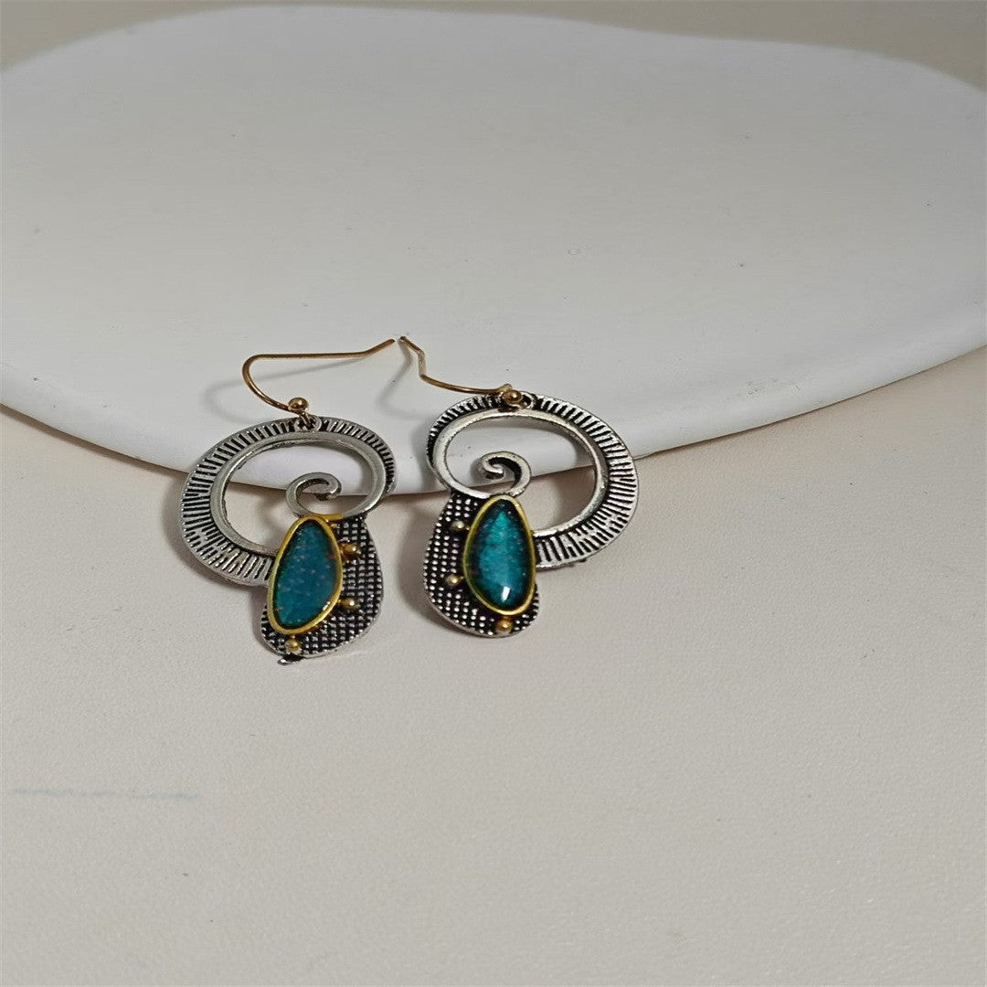Creative Spiral-Inlaid Sapphire Earrings With Yellow Accents Vera Lux