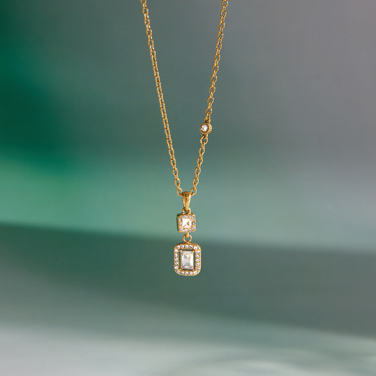 Square Zircon Pendant Necklace Collection Vera Lux