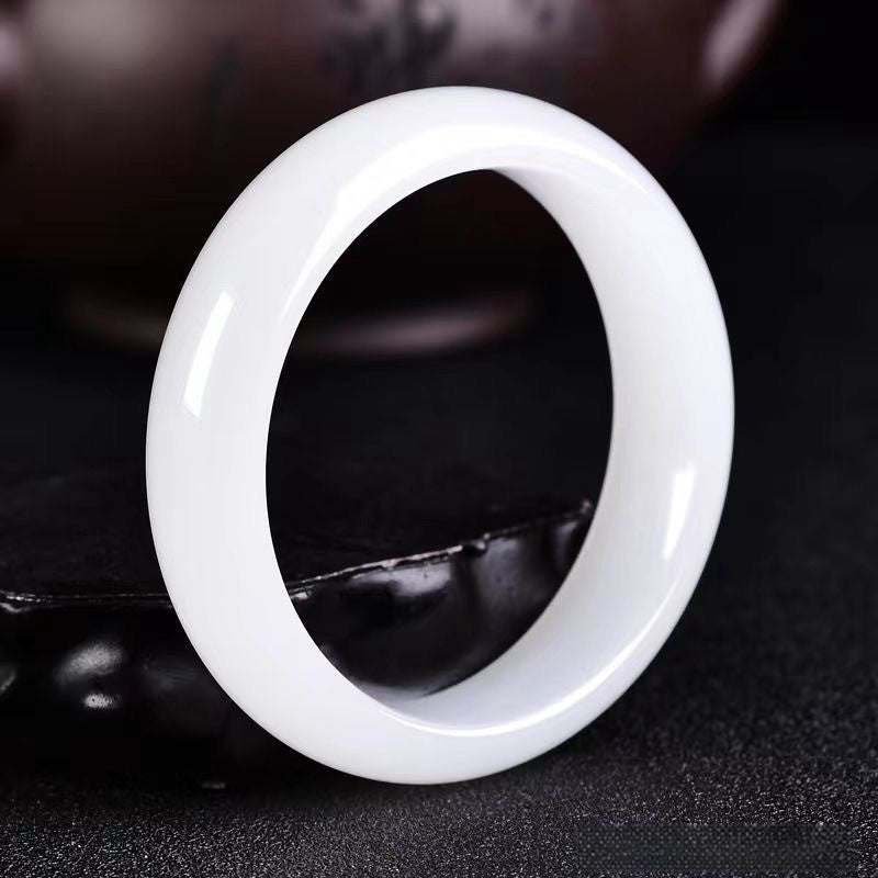 Natural Xinjiang Mutton-fat Grade White Jade Bracelet, Hetian Vera Lux
