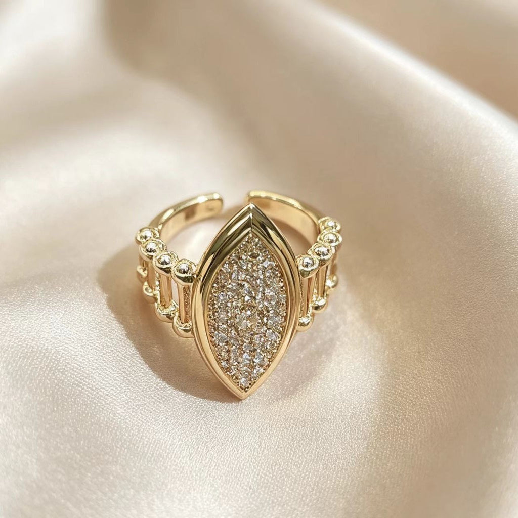Water-drop Diamond-studded Open Ring Vera Lux