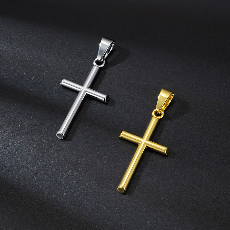 Fashionable Gold-Plated Jewelry Cross Pendant With A Stainless Steel Necklace Vera Lux