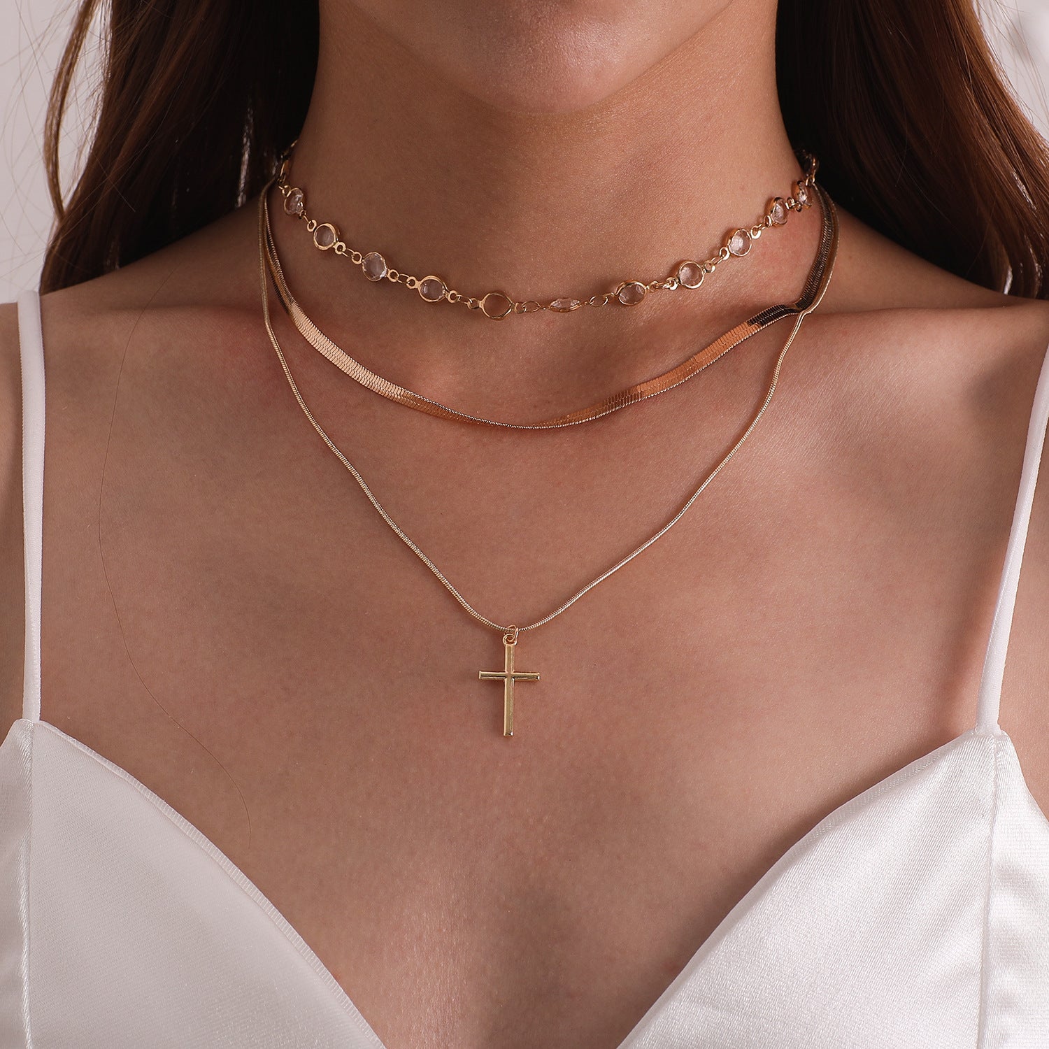 Fashion Rhinestone Necklace Cross Pendant Necklace For Women Vera Lux