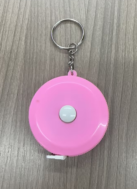 Automatic retractable measuring ruler-round-with keychain-Nordic pink-ABS-1.5m-1 piece Vera Lux