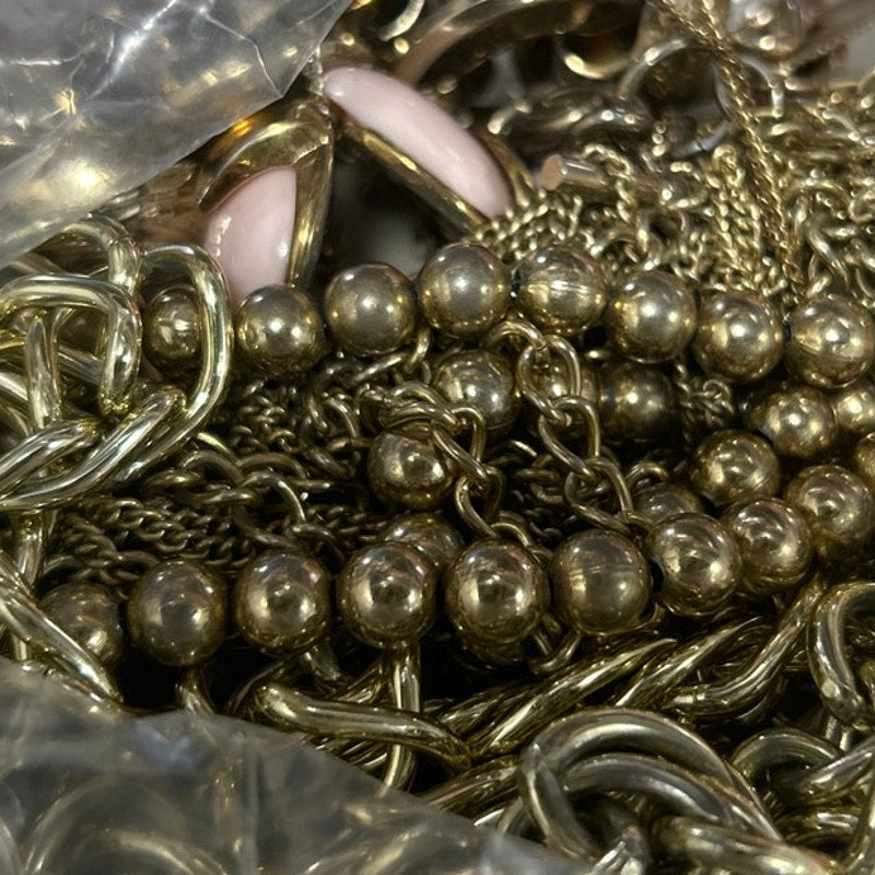 10 Piece Vintage Gold Toned Chain Link Beaded Necklace Bracelet Jewelry Lot Revyntage