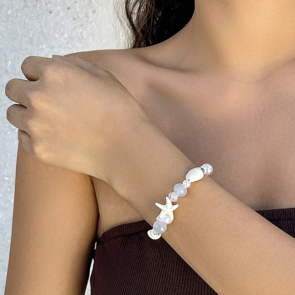 Ocean-style shell and starfish crystal beaded bracelet Vera Lux