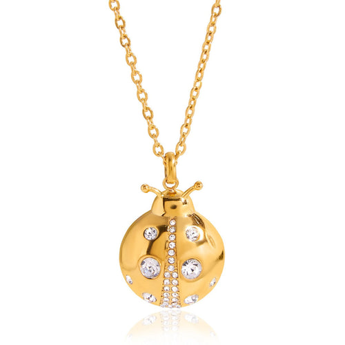 18k gold ladybug titanium steel necklace and earrings Vera Lux