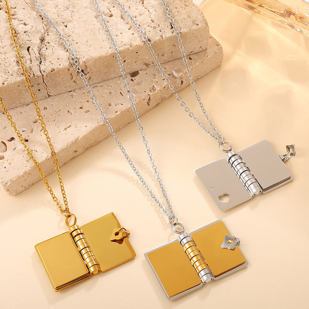 New Envelope Book Pendant Clavicle Necklace For Women, Minimalist Fashion Literary Style Necklace Vera Lux