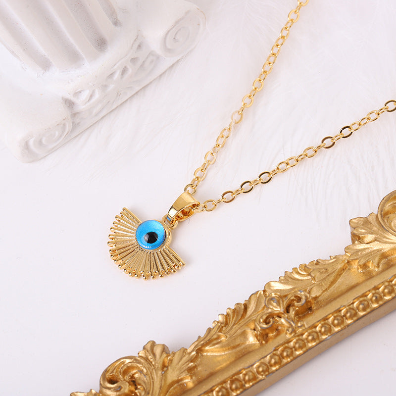 Evil Eye Fan Pendant Necklace Jewelry Set Vera Lux