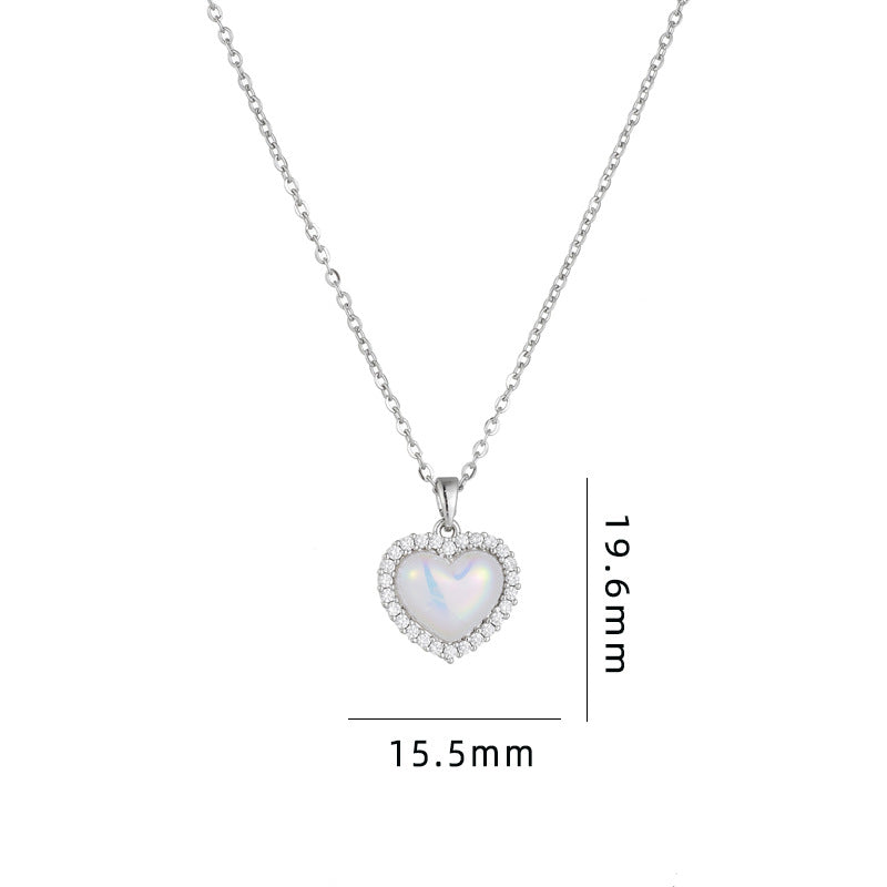 New Heart-shaped Shell Pendant Titanium Steel Necklace For Women Vera Lux