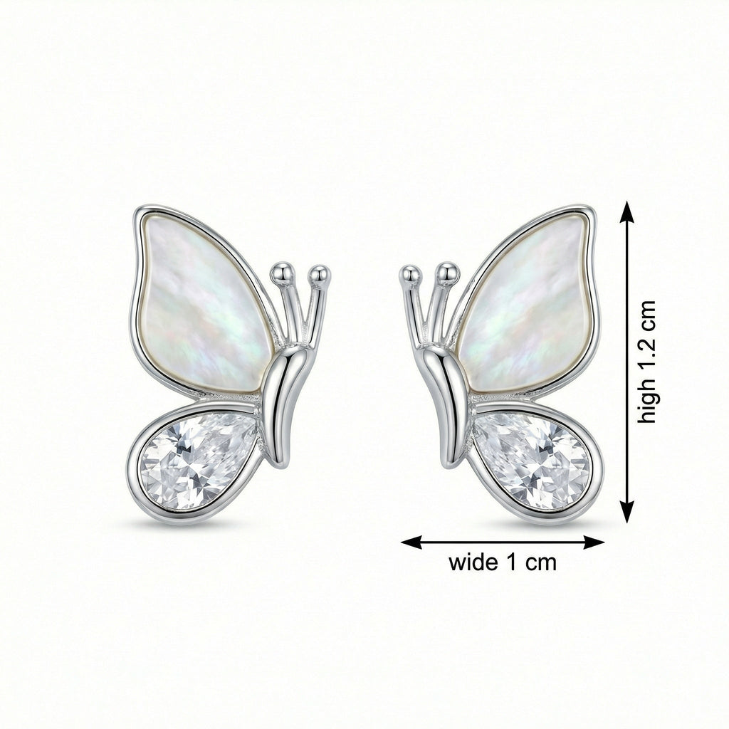 925 Sterling Silver Elegant Butterfly Stud Earrings with Iridescent Inlays and Sparkling Crystals Vera Lux