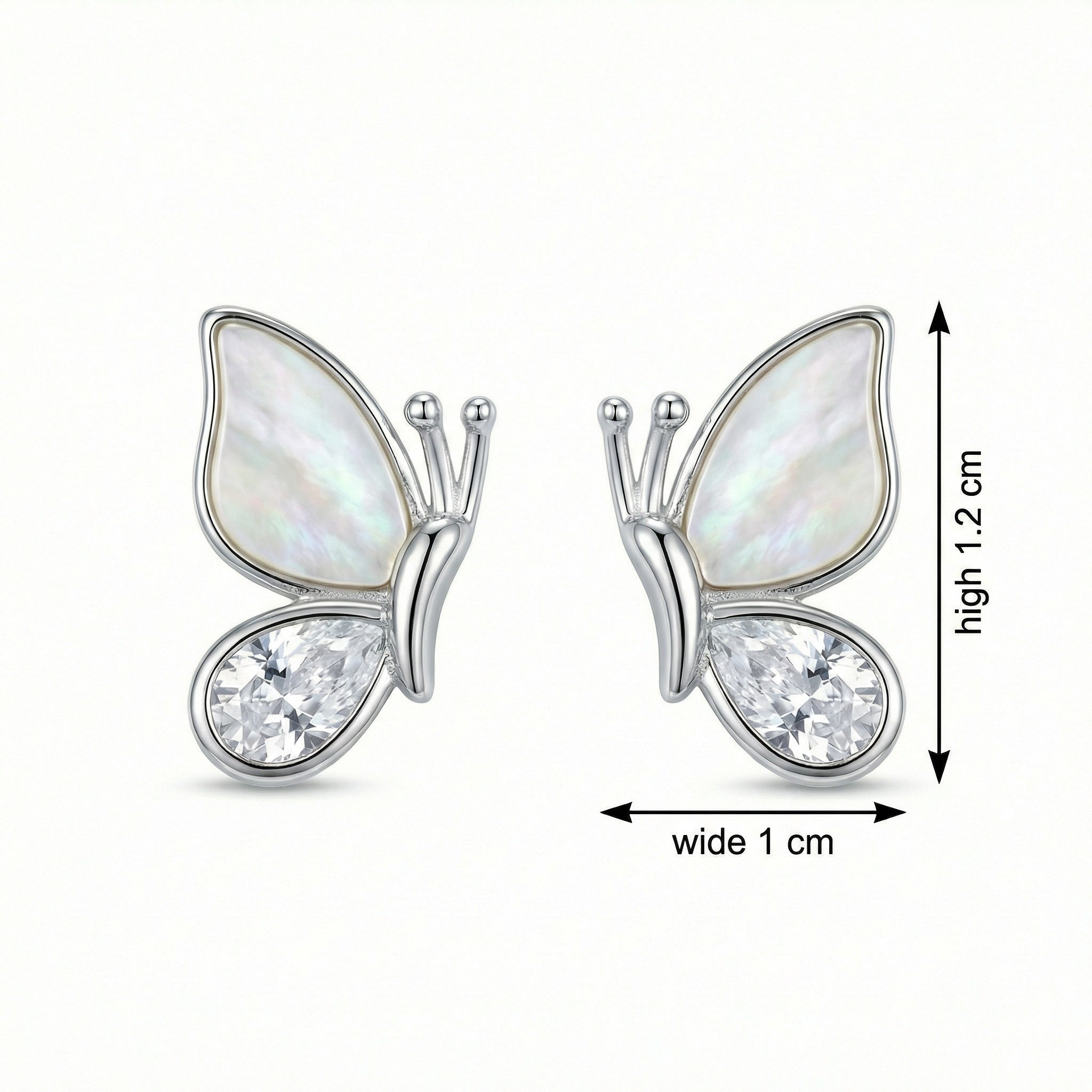 925 Sterling Silver Elegant Butterfly Stud Earrings with Iridescent Inlays and Sparkling Crystals Vera Lux