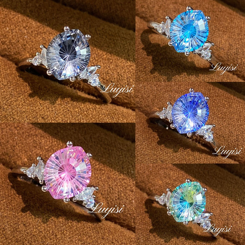 Firework Cut Simulated Moissanite Ring For Women, Light Luxury Niche Design Simulated Diamond Engagement Ring Vera Lux