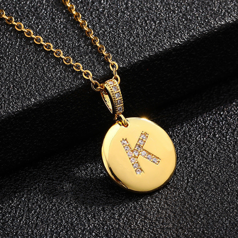 Zircon Initial Disc Necklace Collection Vera Lux