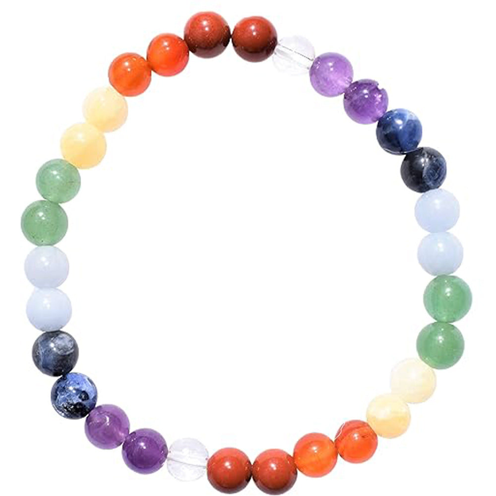 6mm Mixed-Color Stone Bead Elastic Bracelet For Women Vera Lux