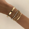 18k gold retro trend snake bone chain diamond bracelet Vera Lux