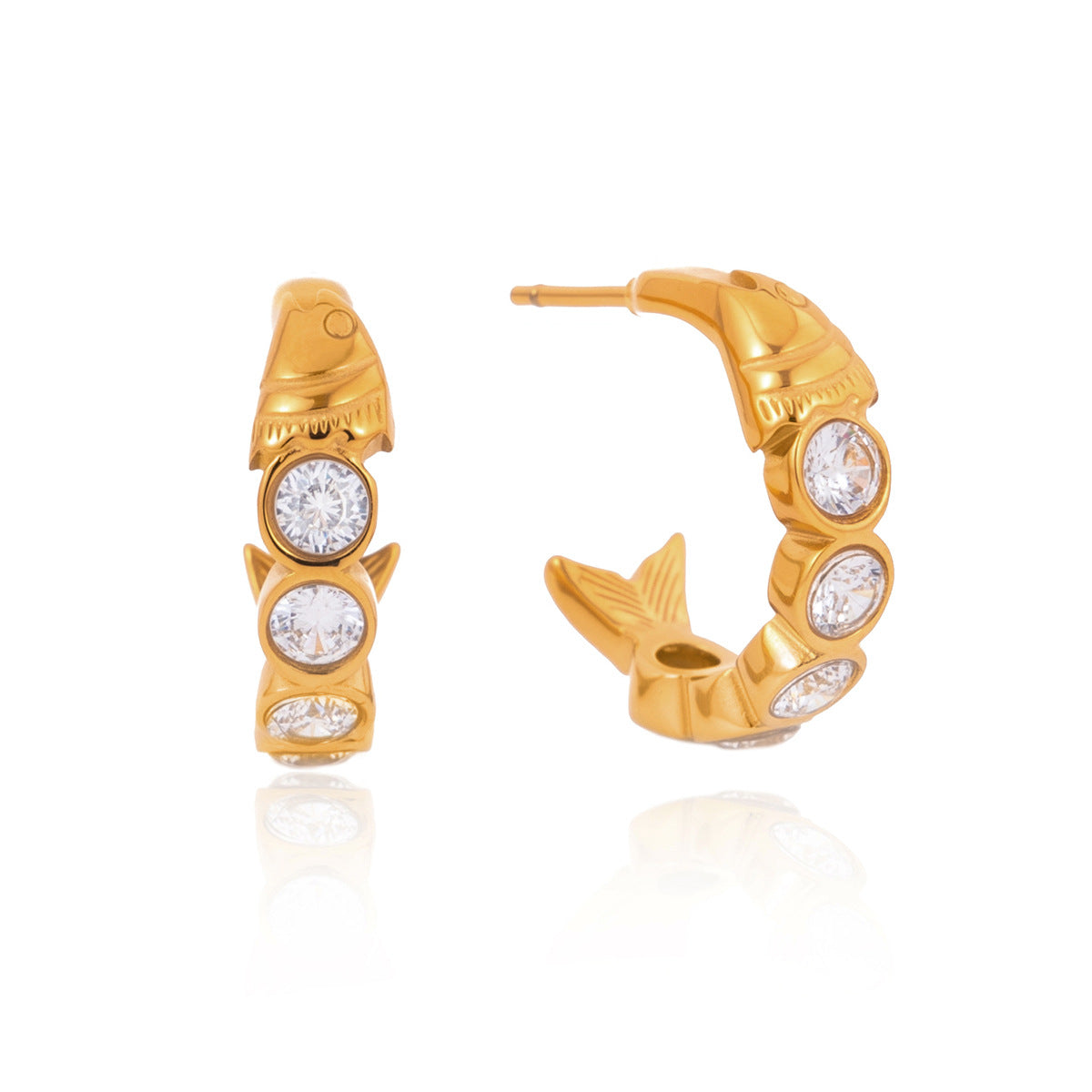 Zircon Fish C Hoop Earrings Vera Lux