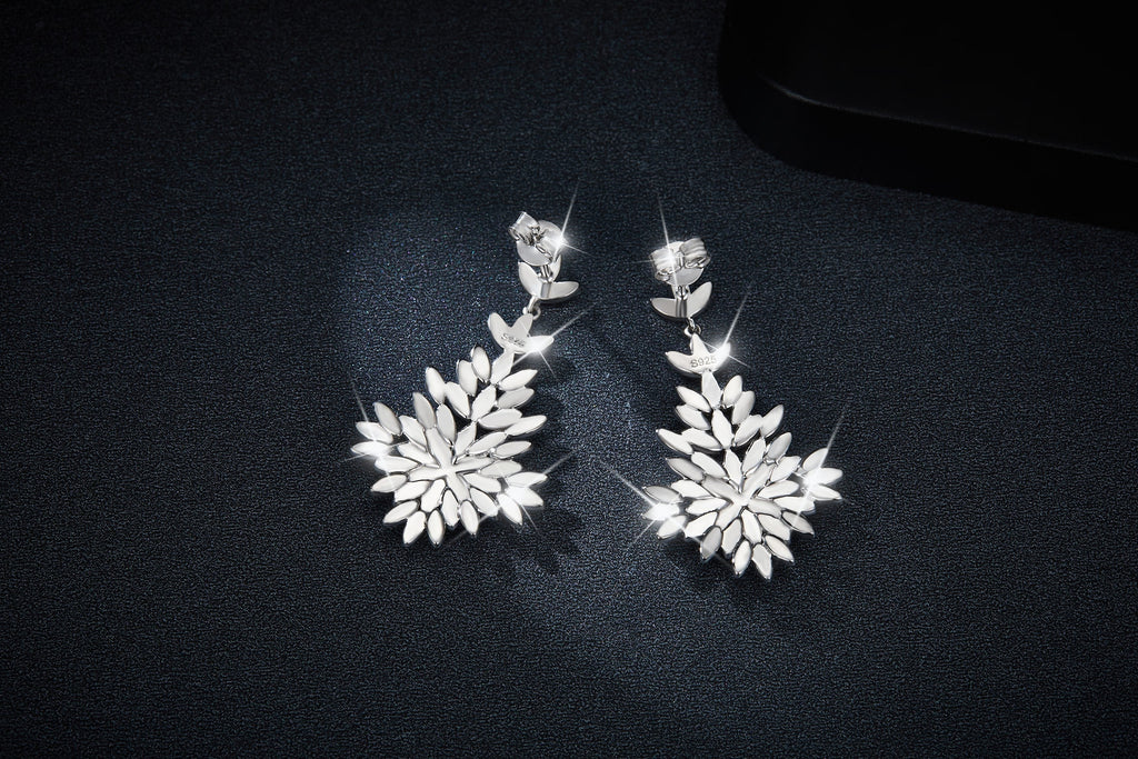 S925 Sterling Silver Platinum Plated Moissanite Long Dangle Earrings  Cluster Leaf Design With GRA Certificate Luxury Jewelry Gift Box Set For Women Vera Lux