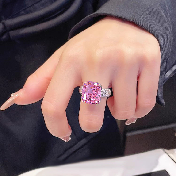Large Carat Cushion Cut Diamond Simulant Ring, Vintage Pave Setting Proposal Ring For Her Vera Lux