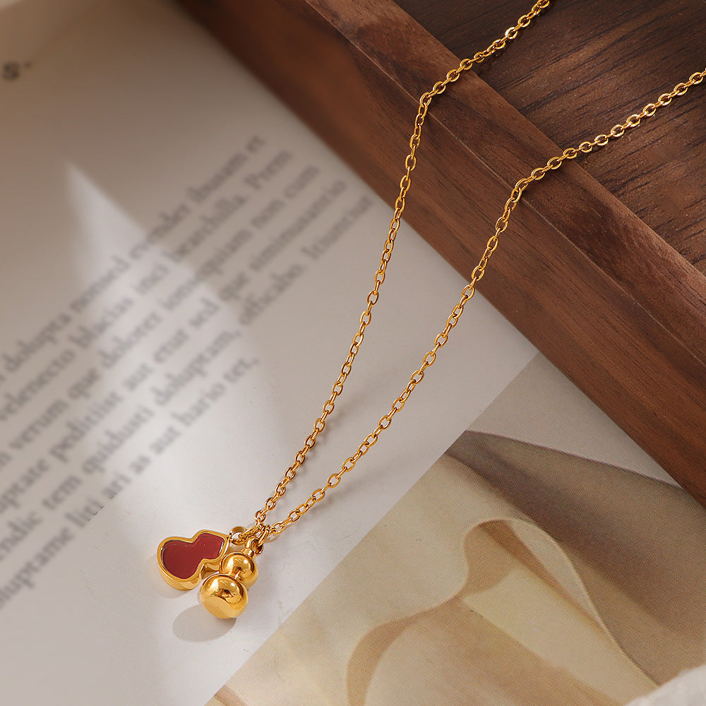 New Lucky Red Shell Gourd Womens Non-Fading Clavicle Necklace Vera Lux