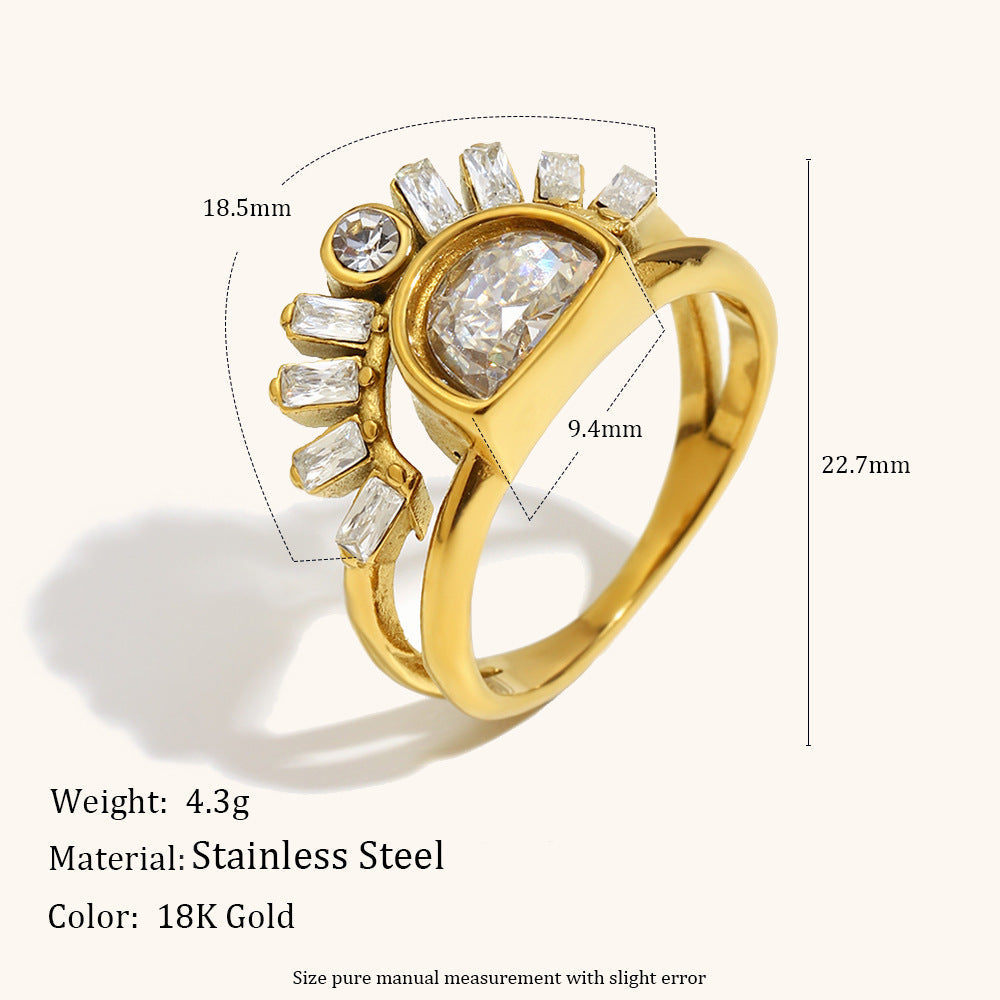 Retro Stainless Steel Sun Double-Ring For Women Vera Lux