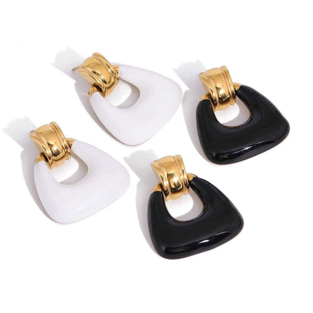 18K gold lightweight luxury enamel stud earrings Vera Lux