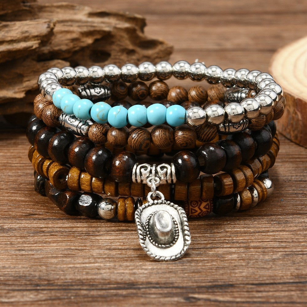 Fashionable Casual Turquoise Beaded Elastic Bracelet Vera Lux
