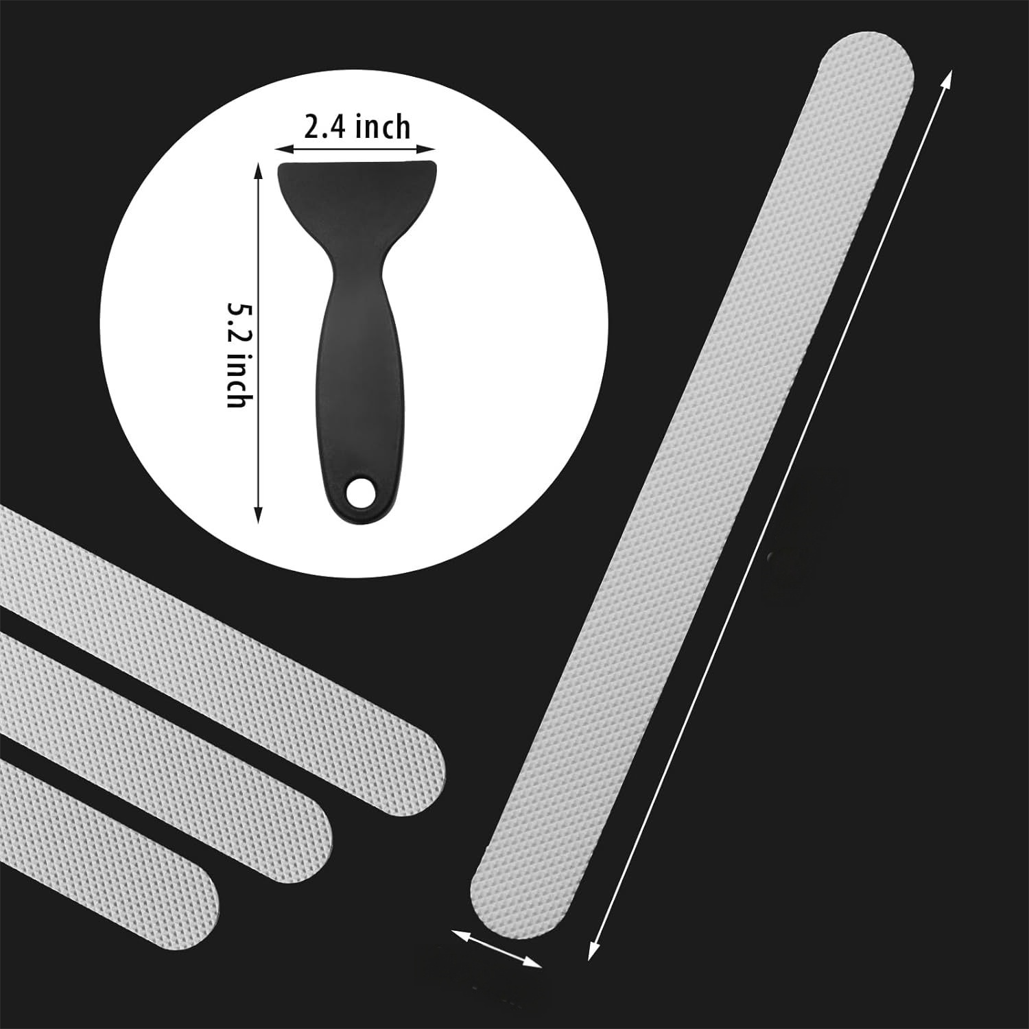 Anti-slip tape-black-2 * 38cm-with black scraper-PEVA-12 pieces Vera Lux