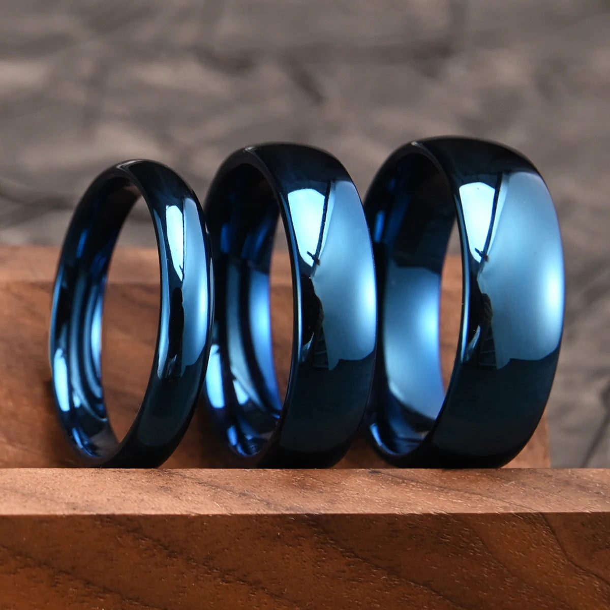 Blue-plated Curved Full-coat Tungsten Steel Ring Vera Lux