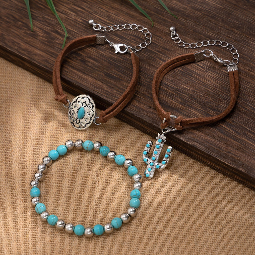 Imitation Turquoise Cactus Tag Bracelet Set Vera Lux