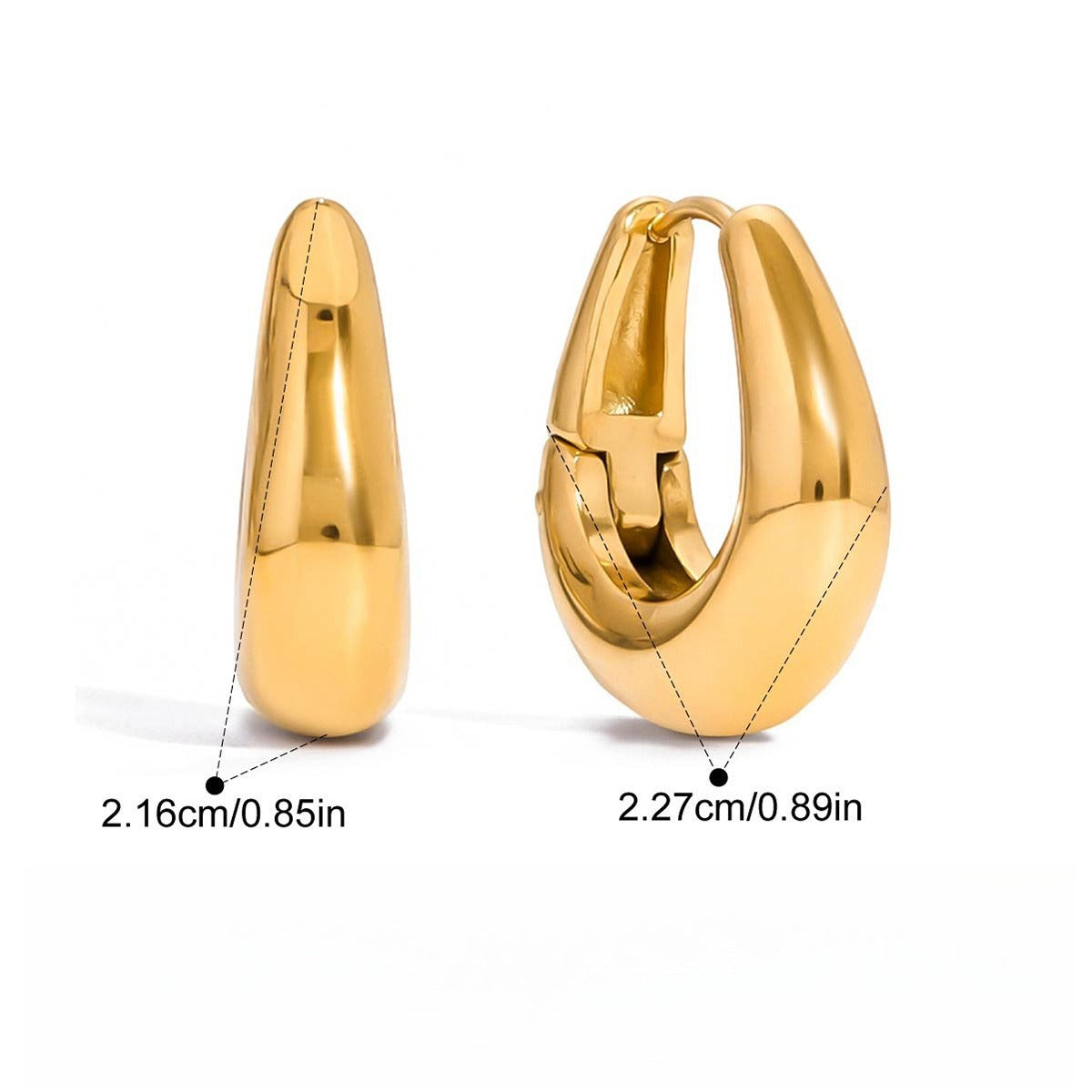 18K gold-plated, lightweight, and luxurious titanium steel stud earrings. Vera Lux