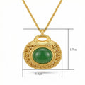 925 Sterling Silver Elegant Filigree Green Jadeite Pendant Necklace with Intricate Textured Metallic Detail Vera Lux