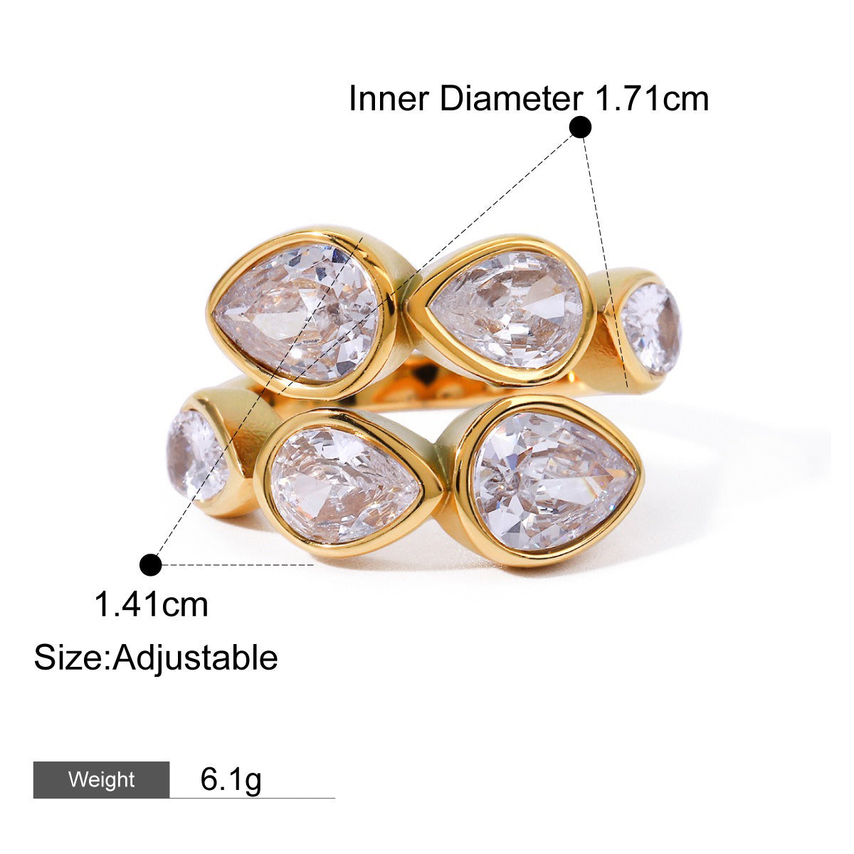 18K gold geometric gemstone inlaid exquisite design dazzling ring Vera Lux