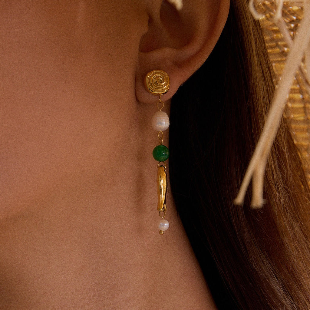 18K goldfish-shaped earrings with pearl design Vera Lux