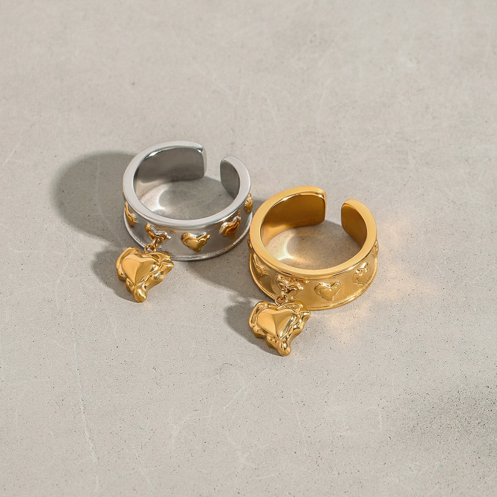 18K gold heart pendant unique design personality ring Vera Lux