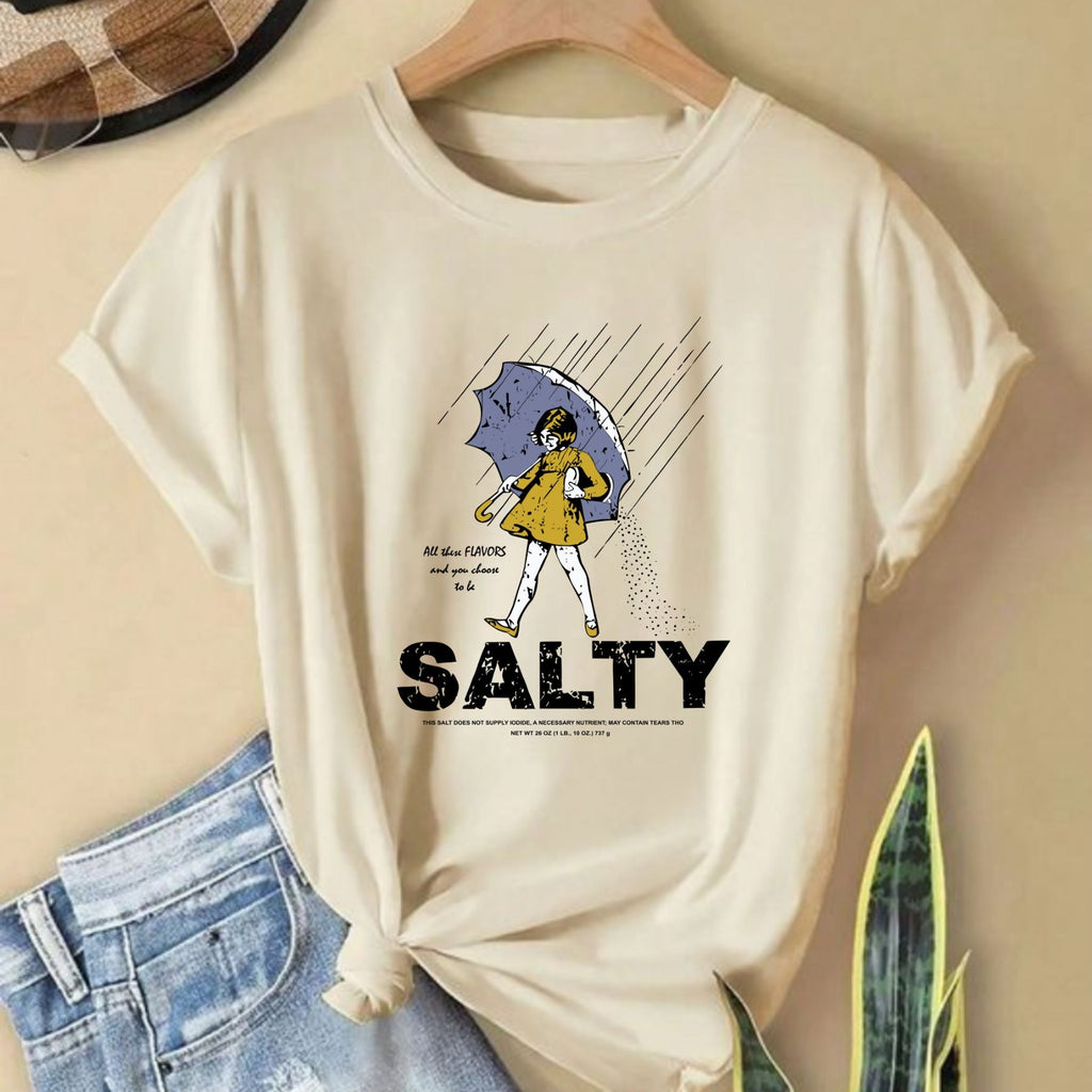 Women's Retro Salty Girl Shirt - Casual Summer Gift Tee, Vintage Beach Apparel Pasimax