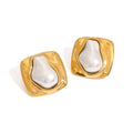18K gold geometric square inlaid irregular pearls exquisite design dazzling earrings Vera Lux
