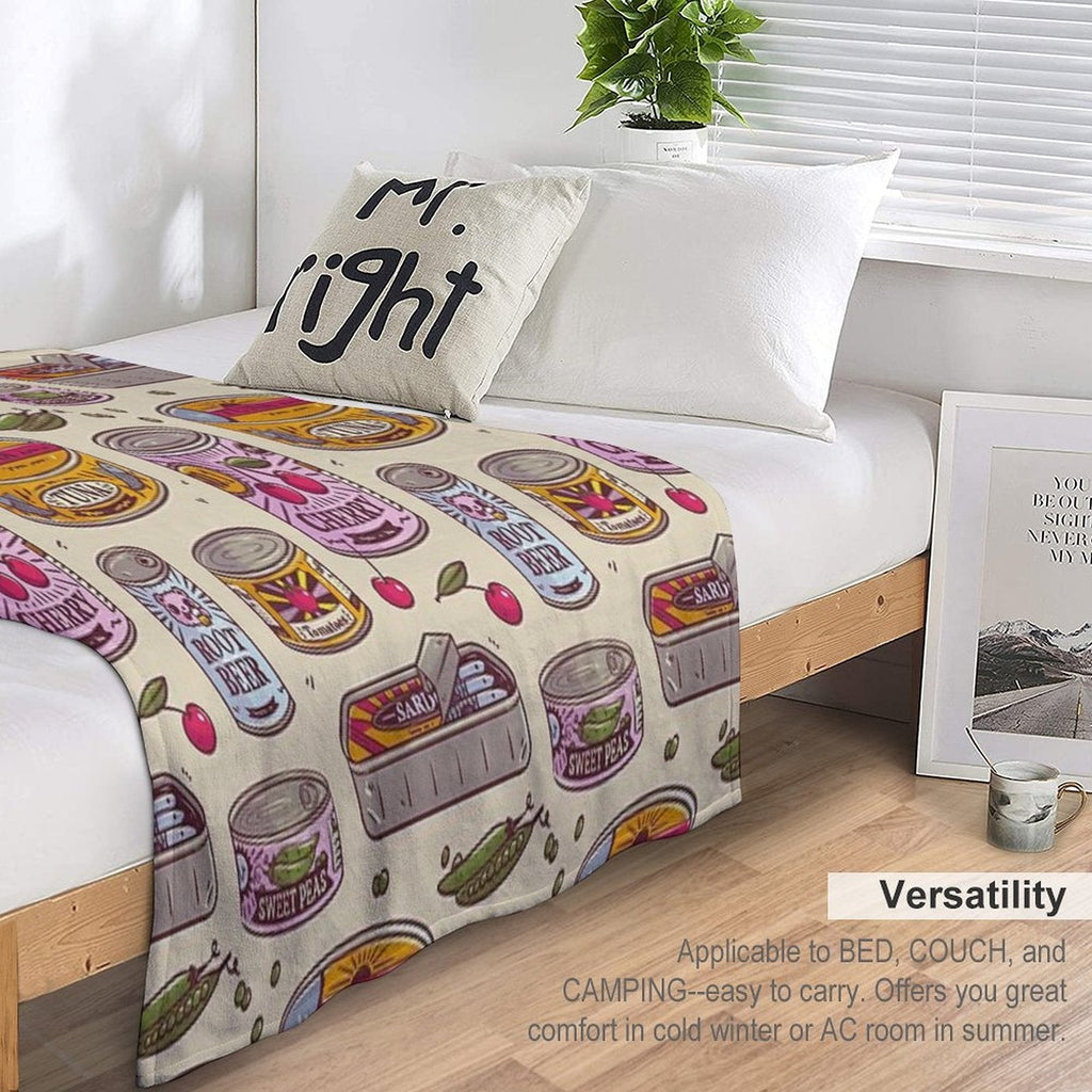 Vintage Canned Goods Pattern Throw Blanket BionZax