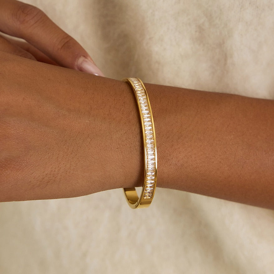 18K gold-plated titanium steel bracelet with rhinestones Vera Lux