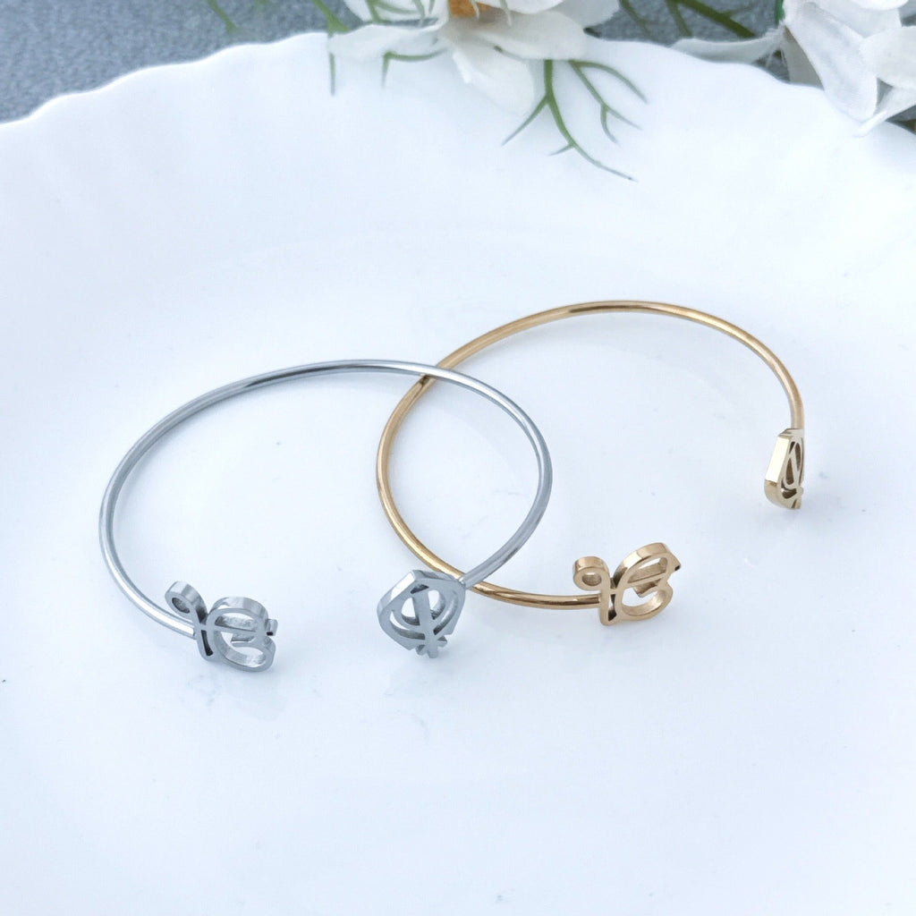 18K gold open-design smooth bangle bracelet Vera Lux