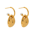 18K gold C-shaped pearl to oval design exquisite and noble earrings Vera Lux